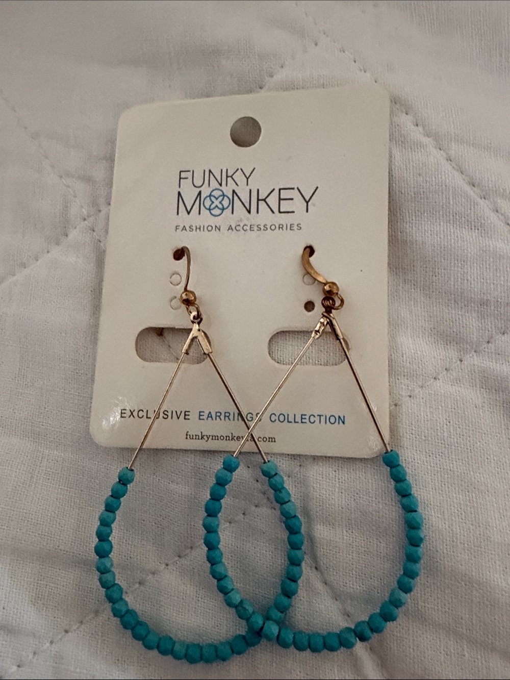 Teal Beaded Hoop Earrings